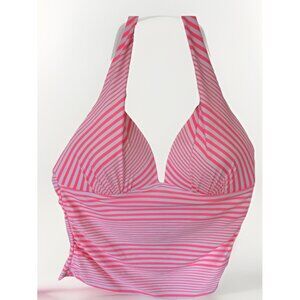 Tankini Swim Top Size L/G 12-14 Beach Pool Collections By Catalina Pink & White